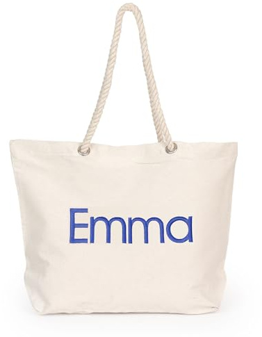 Wanapix|Bolsa de Playa Bordada|Personalizada|Asa de Cuerdas|12 L de Cap.| Elige Bolsa + Fouta o solo Bolsa