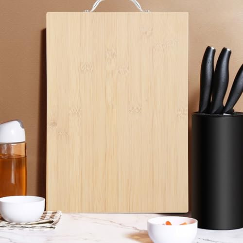 Wenrescry Juego de tablas de desayuno de madera – extra gruesa, robusta y fácil de limpiar, tabla de cortar de bambú sostenible, 32 x 22 x 1,8 cm, tabla de cocina de madera, tabla de pan, tabla de