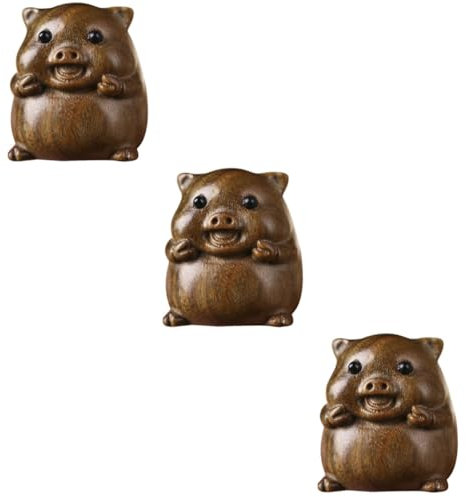 RORPOIR 3stücke Holz Schwein Aus Grünem Sandelholz Schlüsselanhänger Multifunktionale Dekoration Für Taschen Und Schlüssel Süßes Glücksschwein Ornament Handgefertigter Charme Für