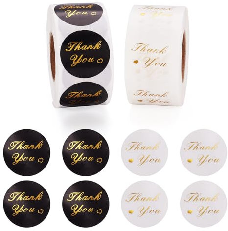 Craftdady 2 Rollen Wort Thank You Selbstklebende Aufkleber 25mm Thank You Label Aufkleber, für kleine Unternehmen Umschlag Grußkarte Siegel Dekoration