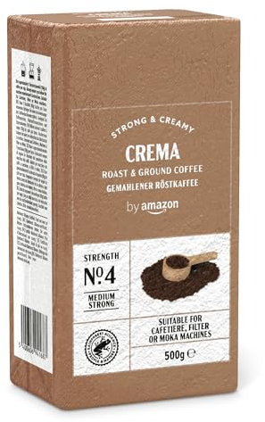 by Amazon Gemahlener Kaffee Espresso Crema, Lichte Röstung, Granulat, 500g – Rainforest Alliance-Zertifizierung