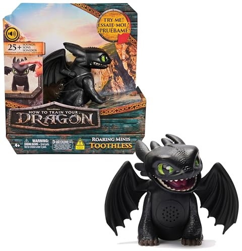 Dreamworks Dragons How to Train Your Dragon, Roaring Minis Toothless, Interactive Dragon Toy with 25 Sounds, Kids Toys for Boys & Girls Ages 4 & up