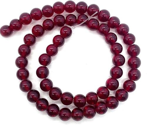 Amlhy Cadena de cuentas esféricas de granates redondos con agujeros para hacer pulseras, collares, joyas, llaveros, 380 mm de largo, 10 mm