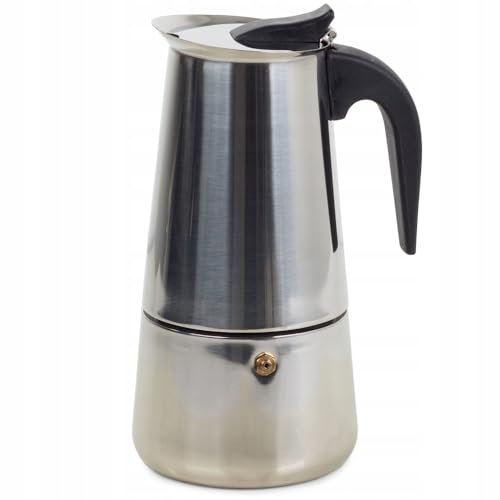 Caffettiera Italiana Classica - Adatta per Gas, Elettrica, Vitro, Induzione | Acciaio Inox Argento e Resistente - Per Uso Quotidiano | Caffettiera Moka Espresso (9 tazze - 450 ml)