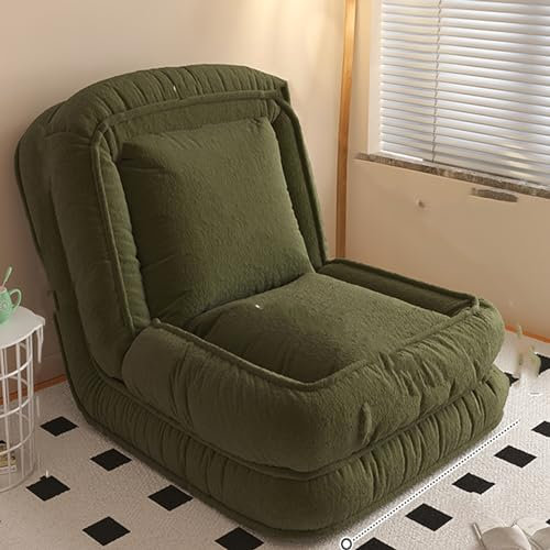 Ausziehbarer Boden-Sofa-Stuhl, Klappcouch, Bett, Gäste-Chaiselongue mit 2 Kissen, 5 Positionen, verstellbare Matratze, Couch für Erwachsene, zusammenklappbar, faules Sofa mit abnehmbarem Bezug, Grün,