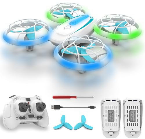 Wipkviey T18 Mini Drohne für Kinder, RC-Quadcopter mit Höhenhaltung und Headless-Modus, Drone mit blauen und grünen Lichtern und 360°-Drehung für Jungen Mädchen Anfänger, 2 Batterien