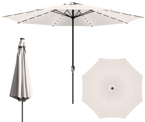 Tubiaz Parasoll 270 350 cm stor trädgårdsparaply vattenavvisande trafikljus utan stativ, parasol med handvev, marknadsparaply för balkong, trädgård, terrass
