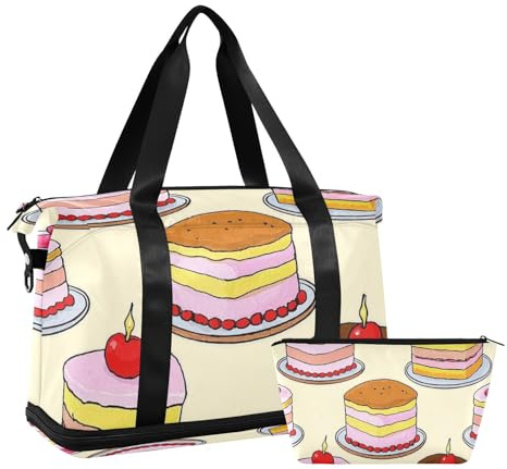 Sac à main de voyage étanche avec trousse de toilette pour entraînement, Gâteau alimentaire mignon de dessin animé, 1 size