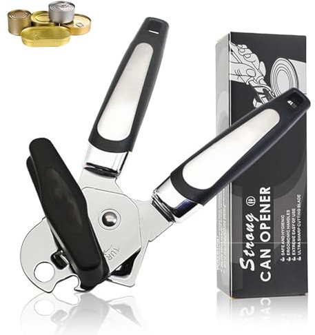 Can Opener, 3 in 1 Stainless Steel Tin Openers with Magnet, Heavy-Duty Manual Can Openers with Non-Slip Handle and Smooth Edge, Perfect Kitchen Tool