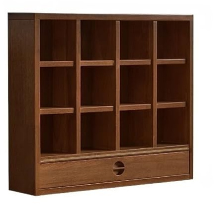 Display Shelves Cup Rack Wooden Lattice Cup Holder 12 Grid Display Rack with Drawers Counter Top Collectibles Display Case Shelf Organizer(Brown)