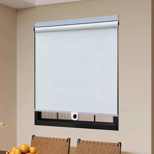 DZHTUF Estores Enrollables Opacos, Tela Aislante, Cortinas Retractiles Portatiles con Resortes, No Necesitan Taladro, Persiana Enrollables Impermeables para Casa Oficina,White-80x150cm/31x59in