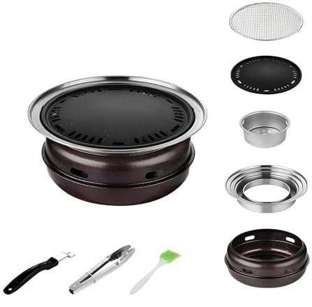 YTYTU Barbecue Portatile, Piccolo Barbecue da Tavolo per Esterni, Barbecue A Carbonella con Clip per Alimenti, per Campeggio, Picnic, Patio, Cortile, Giardino(L)