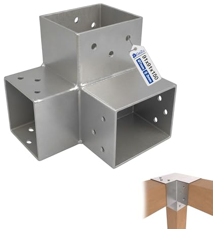 GeZu Impex Post Connector Y 91 x 91 mm | Hot Dip Galvanised Pergola 3 Way Right Angle Corner Connector Pavilion DIY Woodworks Bracket