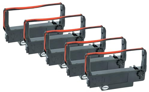 vhbw 5x Farbband Schriftband Ersatz für ERC-38 B/R | ERC-30, ERC-34 für Nadeldrucker, Bondrucker - Schwarz, Rot