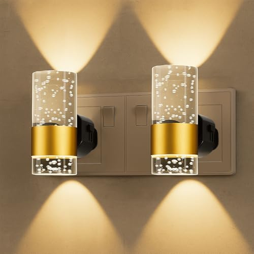 2 Pack Night Light Plug in Wall for Living Room, Bedroom & Hallway, Nightlight with Dusk to Dawn Sensor, LED Bedside Lamp Wireless for Home Decor & Accessories, Adjustable Brightness 0-100LM, 3000K
