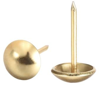 Unifizz 50Pcs Upholstery Tacks 11mmx20mm Decorative Round Head Furniture Nails Pins Gold Tone for Sofa, Chair, Headboards, Carpets, Woodcraft