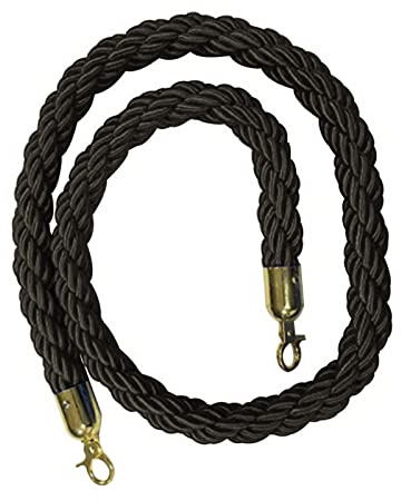 KRXSOBNV, Cordes de barrière avec Crochet, Corde torsadée de Poteau VIP de File d'attente Robuste, for Le contrôle des foules des Bureaux de billetterie de Wexhibition/,Cordes de Garde-Corps(Black,1M