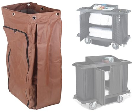 Bolsa de Repuesto Impermeable y Resistente para Carro Limpieza, con Cremallera y Hebilla para Colgar para Cesto Ropa Sucia con Ruedas(Brown)