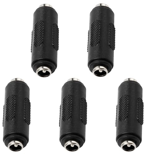 KUOQIY 5 PCS 5.5x2.1 mm DC Power Coupler, DC Female to Female Plug Connector, Power Jack Plug Adapter, for CCTV Cameras, LED Strips, Laptops, Security Systems