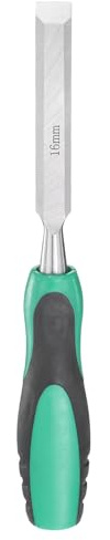 sourcing map Steel Wood Chisel 16mm / 5/8 Wide Blade Wood Working Flat Tip Chisel Woodworking Hand Tool with Plastic Non-Slip Handle for Carpentry Carving DIY Projects, Green-Black