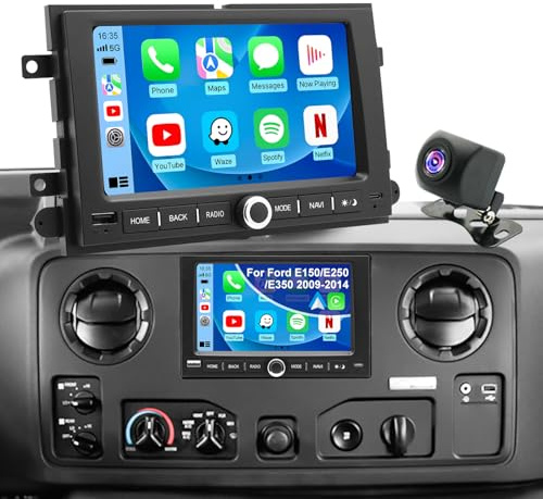 5G WiFi Upgrade Car Radio for Ford E150/E250/E350 2009-2014, Mustang 2005-2009, Expedition 2007-2014, Explorer 2006-2010, 7 Inch Touch Screen Stereo Wireless Carplay Android Auto GPS FM BT SWC Camera