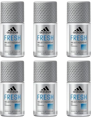 6x adidas Fresh Anti-Transpirant Deo Roll-On 48 Stunden Trockenschutz,Extra langanhaltende Frische mit aromatisch-zitrischen Duftnoten Schutz gegen starkes Schwitzen und Körpergeruch 50ml (6er Pack)