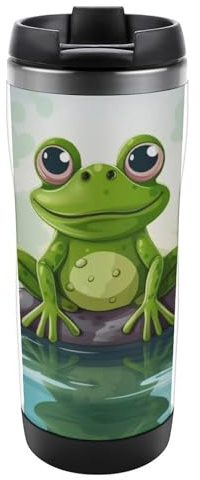 FodPand Stainless Steel Vacuum Insulated Frog In A Pond Tumbler for Home, Reusable Coffee Cup for Outdoor, Personalized Mug with Leak-Proof Lid for Cafes, Restaurants
