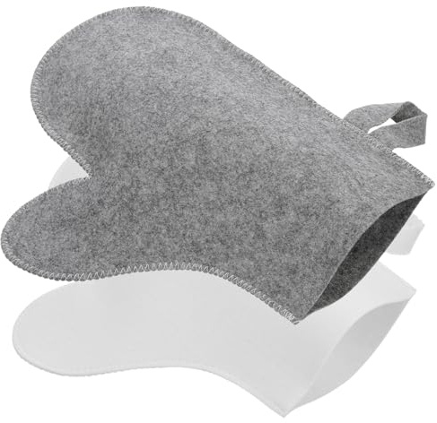Yardwe Thick Felt Sauna Bath Gloves 2-pcs Set Exfoliating Shower Mitts Dead Skin Removal Spa Gloves for Body Scrubbing and Sauna Use