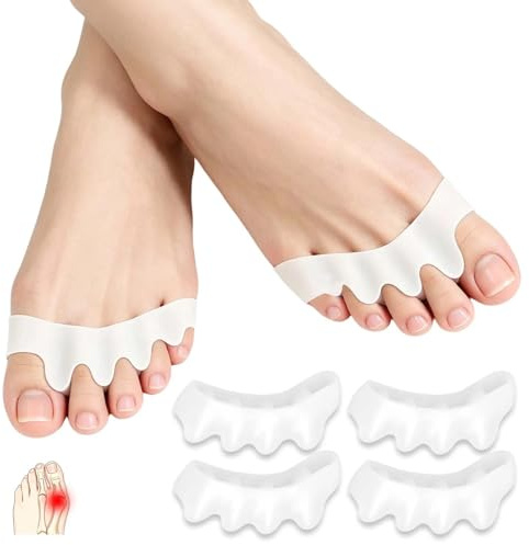 AKONE 8 Stück Weicher Zehenspreizer aus Silikon Weiß Hallux Valgus Zehentrenner für Damen und Herren für alle Zehen Ideal für Täglichen Gebrauch in Schuhen