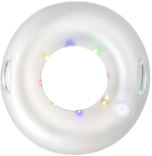 Anello da nuoto rotondo in PVC illuminato per adulti con manico, tubo galleggiante per piscina gonfiabile trasparente impermeabile, anello da nuoto per festa di allenamento estivo