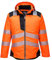 Portwest T400 Men's PW3 Lightweight Hi Vis Hooded Work Jacket Reflective Full Zip Safety Utility Quilt Lined Waterproof Workwear Orange/Black, X-Large