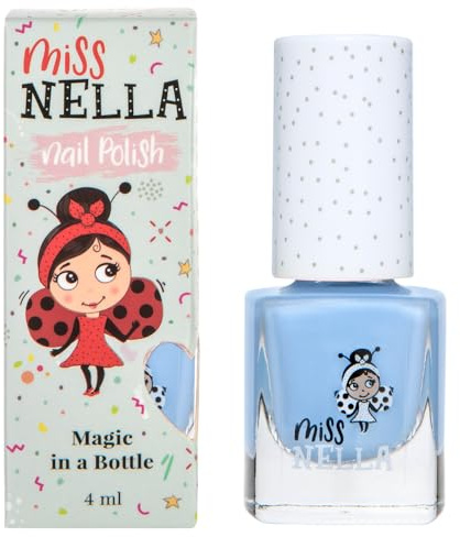 Miss Nella BLUE BELL – Safe light blue, Nail Polish for Kids, Non-Toxic & Odour Free Formula for Children and Toddlers, Natural Water Based for Easy Peel Off