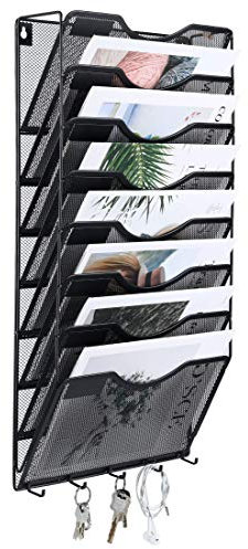EasyPAG Zeitschriftenhalter aus Metall mit 8 Fächern, zum Aufhängen mit Haken 8 Tier schwarz