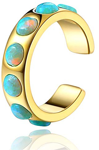 18K Gold Plated Non Pierced Opal Band Ear Cuff Gold Ear Cuffs No Piercing