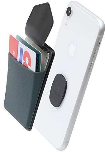 Sinjimoru Removable Cell Phone Wallet with Flap, Wireless Charging Compatible Phone Card Holder Wallet and iPhone Mount, Sinji Mount Flap, Grey