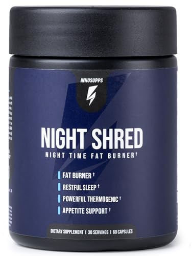 InnoSupps Night Shred Fat Burner and Natural Sleep Support | Ashwaganda, 5-HTP, CLA, Melatonin | Appetite Suppressant | Weight Loss Support Nighttime Fat Burning (60 Vegetarian Capsules)