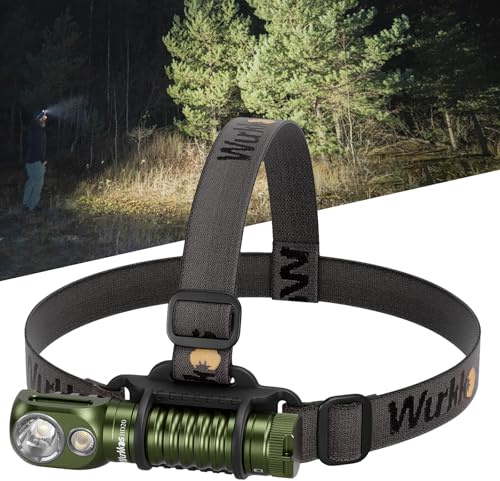 Wurkkos HD20 Headlamp Rechargeable, 2000 Lumen Super Bright Led Headlamp, 90 High CRI, Magnetic, Deep Clip Design, IP68 Waterproof Headlamp for Camping Hiking Running(Green)