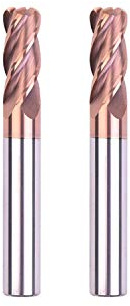 2 Fraises en bout à rayon d'angle Diamètre de coupe 4,0 mm, longueur 75 mm, Raidus d'angle de 1,0 mm, 4 cannelures, fraise HRC 55 pour fonte d'acier métallique