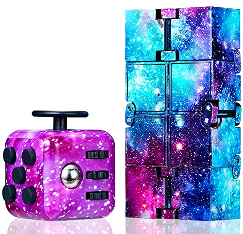 Chennyfun Anti Stress Spielzeug,Bunt Fidget Toys, Fidget Toys Set, Galaxie Infinity Cube Unendliche Flip Würfel zum Stressaubbau bei Nervösität, Fidget Toy Kleine Geschen für Kinder und Erwachsene