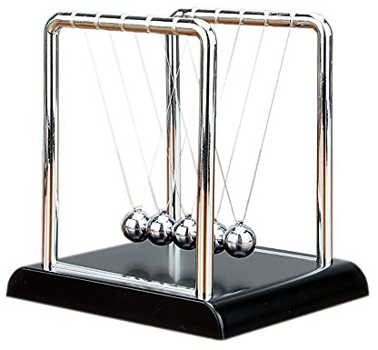 XUBX Classic Newton Cradle Balance Balls, Metal Balance Ball Art in Motion Toy with Stainless Steel Frame and Plastic Base, Educational Toy for Desk, Adults Physics Science Pendulum Ornaments