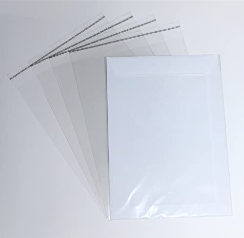100 St. Schutzhüllen Prospekthüllen Klarsichthüllen, Folie, DIN B4, glasklar, 255 x 353 mm mit 30 mm verschließbarer Klappe zum Schutz von Dokumenten, Zeugnissen, Urkunden, Prospekten, Comicheften