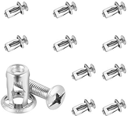10-Piece Aluminium Hollow Door Anchor Set - For 0-5mm Doors, Extra Short, Wall Anchors - Suitable for Steel Pipe, Iron Sheet, Plastic Sheet (8 * 16MM)