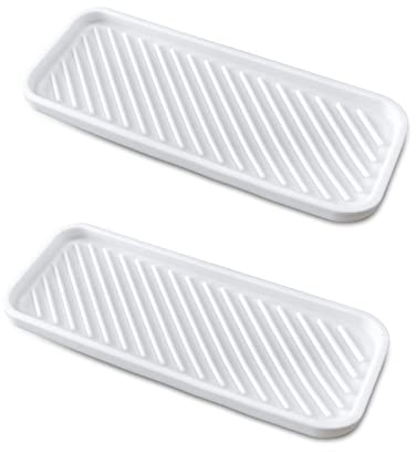 Modixun Dicker Silikon-Schwammhalter, Küchen-Seifenablage, Silikon-Spülbeckenablage, Silikon-Spülbecken-Organizer für Schwamm, Seifenspender, Schrubber, Weiß, 2 Stück