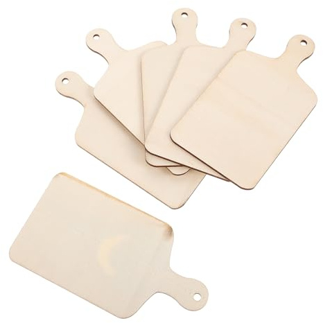 Operitacx6 Stück Mini-Schneidebrett aus Holz, mit Griff, Holzschneidebrett, kleines Servierbrett, rustikales Paddel, Küchenbrett, Kochen, Metzgerblock, für Zuhause, Küche, Dekoration, 11,4 x 6 cm