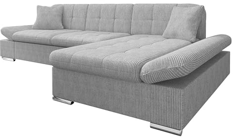 Mirjan24 Ecksofa Malwi Cord mit Regulierbare Armlehnen, L-Form Sofa mit Schlaffunktion und Bettkasten, Design Eckcouch, Wohnlandschaft, Couch (Poso 110, Seite: Rechts)