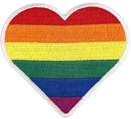 Urbanski Patch Regenbogen Herz LGBTQ Rainbow Heart zum Aufbügeln 6,5 x 7,3 cm | Aufnäher Applikation Bügelbild