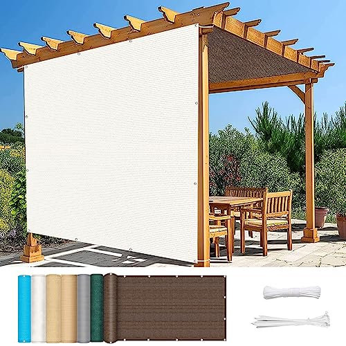 Balkonbespannung 125 x 1000 cm Windschutz Staubschutz Sichtschutzmatte Sichtschutzzaun mit Kabelbinder Ohne Bohren für Balkon Garten im Freien, Weiß