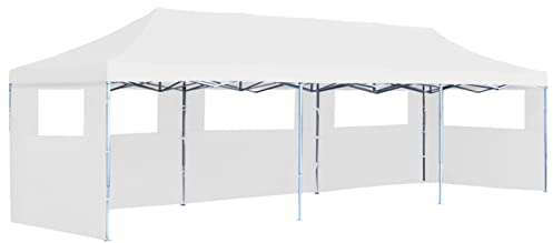 ZEYUAN Pop-Up Partyzelt Faltbar mit 5 Seitenwänden 3x9 m Weiß Pavillon, Faltpavillon, Gazebo, Überdachung Garten, Sonnenschutz Zelt, Poolzelt, Pop Up Zelt, Pergola