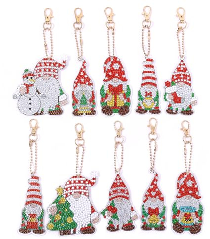 12 Set Diamond Painting Weihnachten, 5D DIY Diamond Painting kinder, Diamond Painting Schlüsselanhänger, Diamond Painting Anhänger Set, für Weihnachtsdeko Weihnachtsbaum Fenster Hängend Winter Dekor