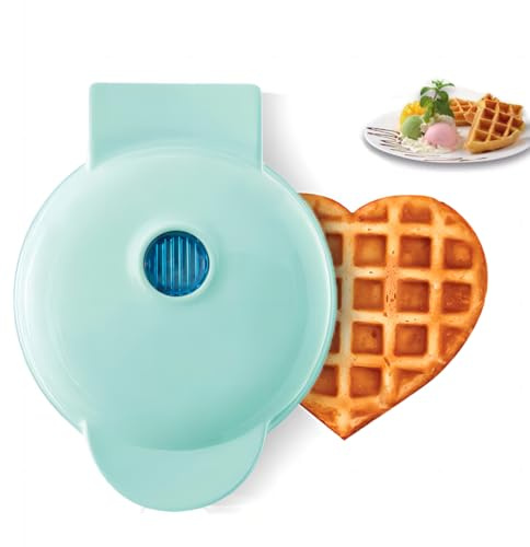 Mini Maker Waffle Maker Non-Stick 5 Waffler for Stuffed Iron Waffles, Blue Color Control, Blue